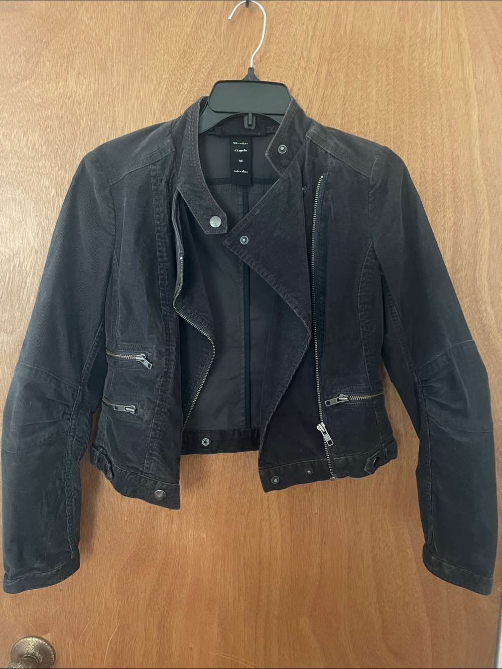 LONDONJEAN dark grey corduroy Moto Jacket XS vintage